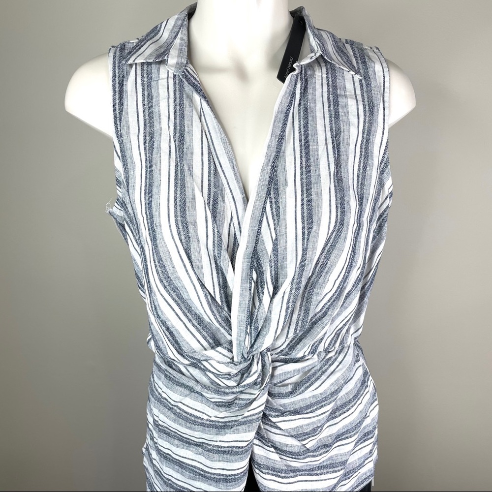 HARVE BENARD wrap front striped sleeveless top M